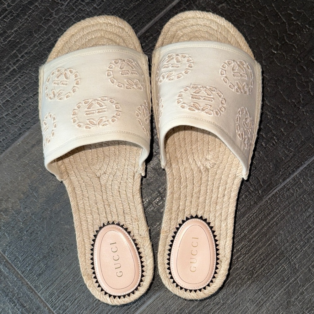 Gucci Greggio/Raw Nat/Ivoi Cream Platform Slide Sandals - Picture 5 of 13